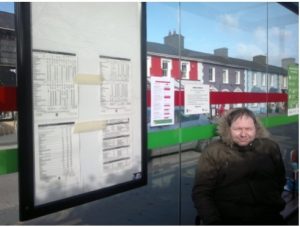 Harry Hayfield at a Ceredigion bus stop